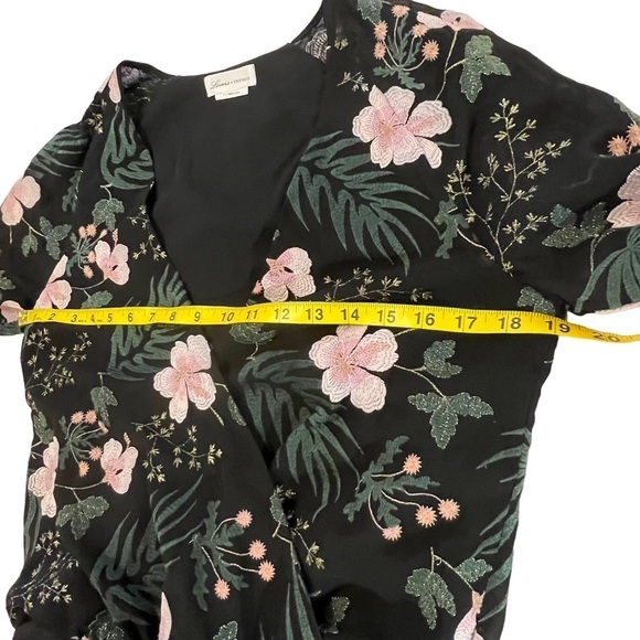 Lovers + Friends Revolve Bodysuit Plunge Neck Sheer Sleeves Embroidered S boho - Picture 9 of 16